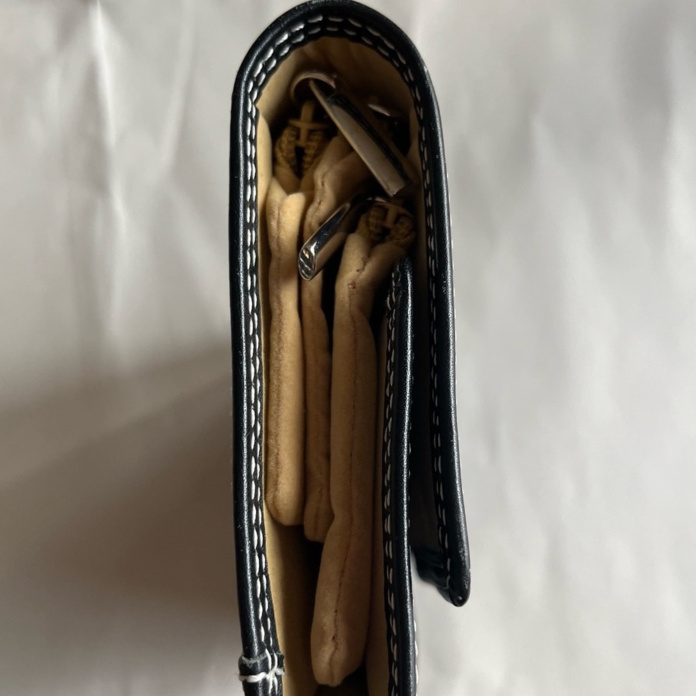 Fossil Black Leather Trifold Travel Jewelry Wallet EUC - Picture 4 of 9